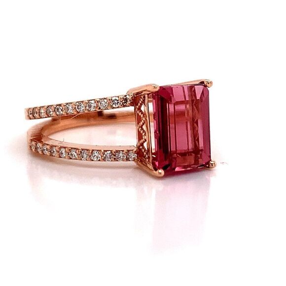 Natural Tourmaline Diamond Ring 14k RG 2.2 TCW Certified $4,950 112165 - Picture 6 of 17